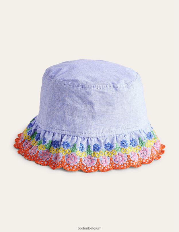 bébé Boden chambray bleu chapeau bob à broderies accessoire Z42D0561