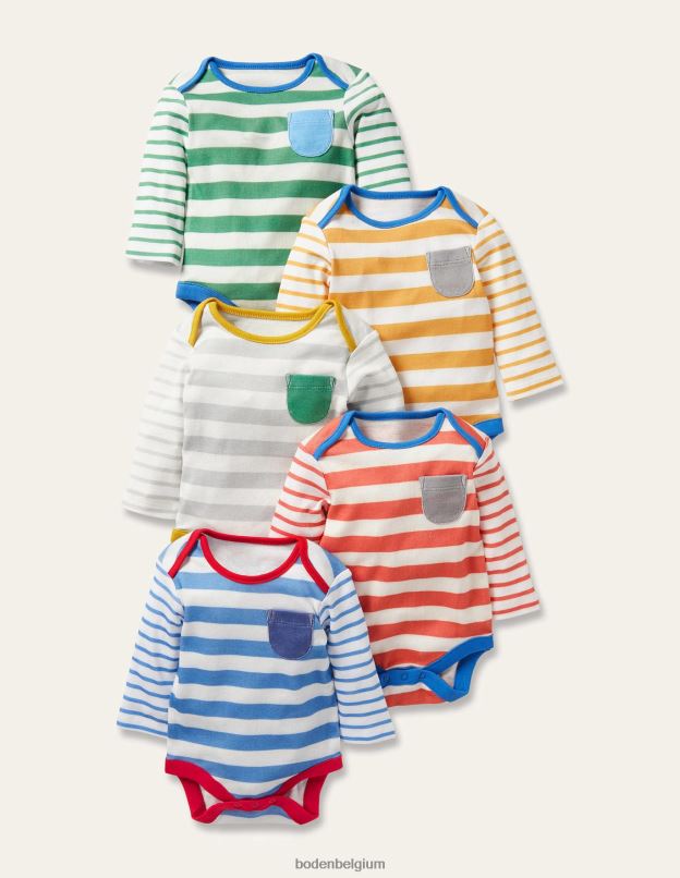 bébé Boden multi-rayures lot de 5 bodys rayés vêtements Z42D03371