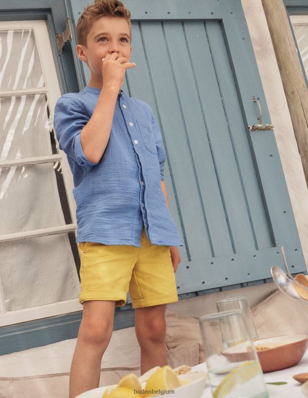 bébé Boden bleu de Delft chemise grand-père en double tissu vêtements Z42D03323