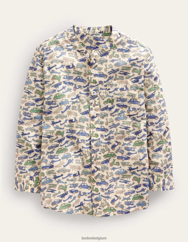 bébé Boden véhicules bleus chemise grand-père à motif vêtements Z42D03416