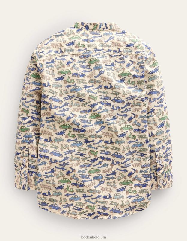 bébé Boden véhicules bleus chemise grand-père à motif vêtements Z42D03416