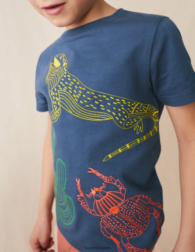 bébé Boden Lézard bleu robot t-shirt à grosses mailles vêtements Z42D03424