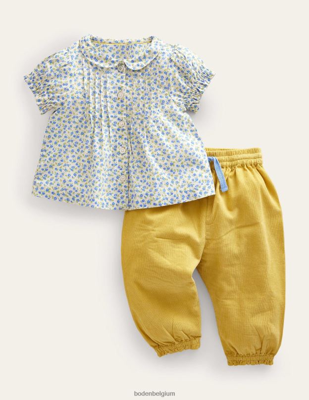 bébé Boden Vista bleu floral ensemble de jeu tissé nostalgique vêtements Z42D03346