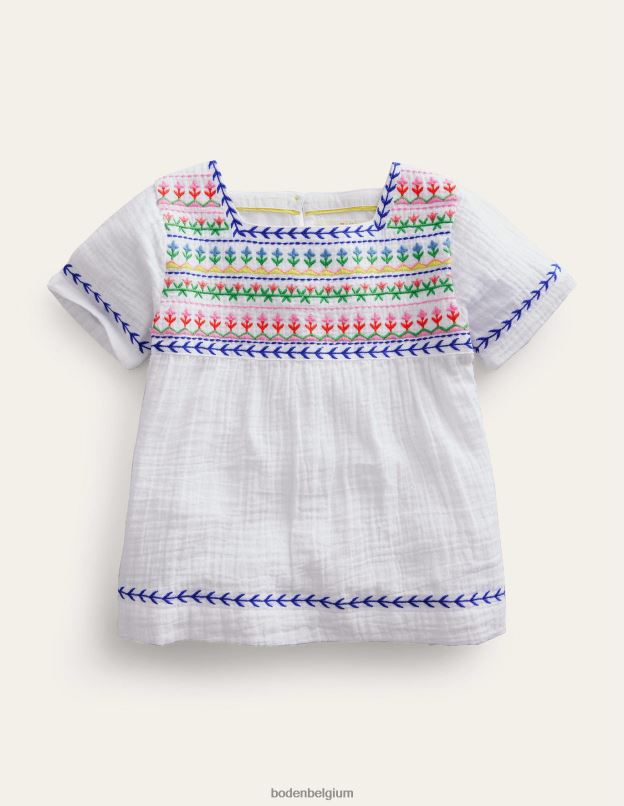 bébé Boden blanc haut à bordure brodée vêtements Z42D03395