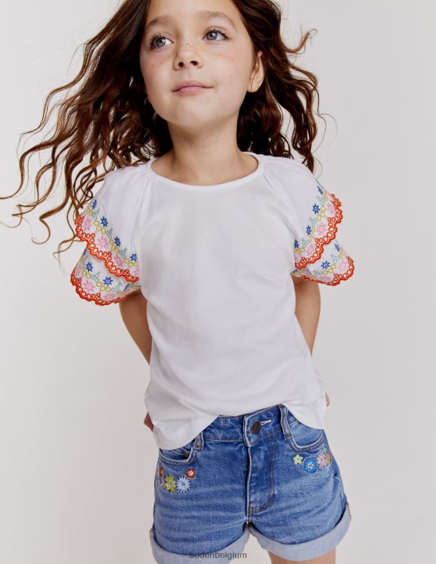 bébé Boden blanc t-shirt à broderies mélangées vêtements Z42D03329