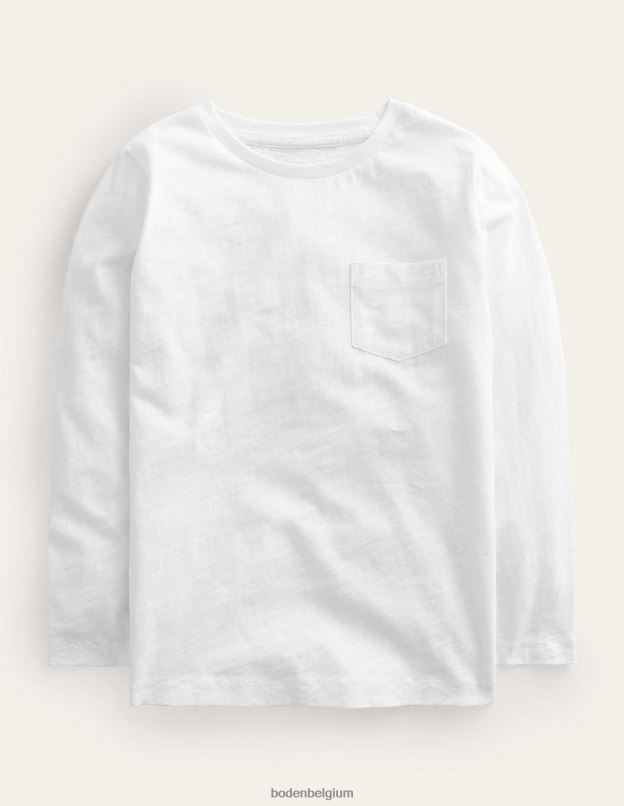 bébé Boden blanc t-shirt délavé à manches longues vêtements Z42D0388