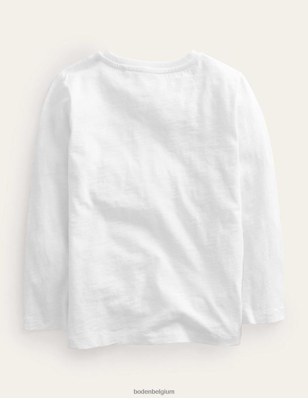 bébé Boden blanc t-shirt délavé à manches longues vêtements Z42D0388