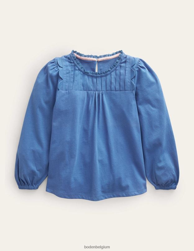 bébé Boden bleu de Delft haut à manches longues et détails festonnés vêtements Z42D0386