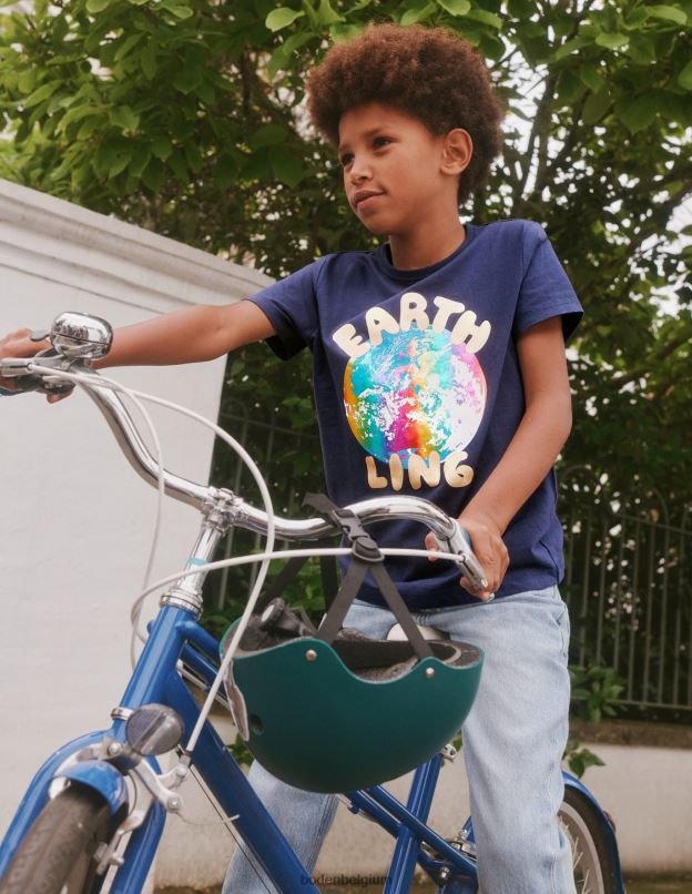 bébé Boden bleu marine brillant t-shirt à logo imprimé vêtements Z42D0417