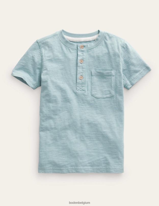 bébé Boden bleu tourmaline t-shirt henley en coton lavé vêtements Z42D0380