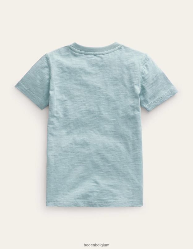 bébé Boden bleu tourmaline t-shirt henley en coton lavé vêtements Z42D0380