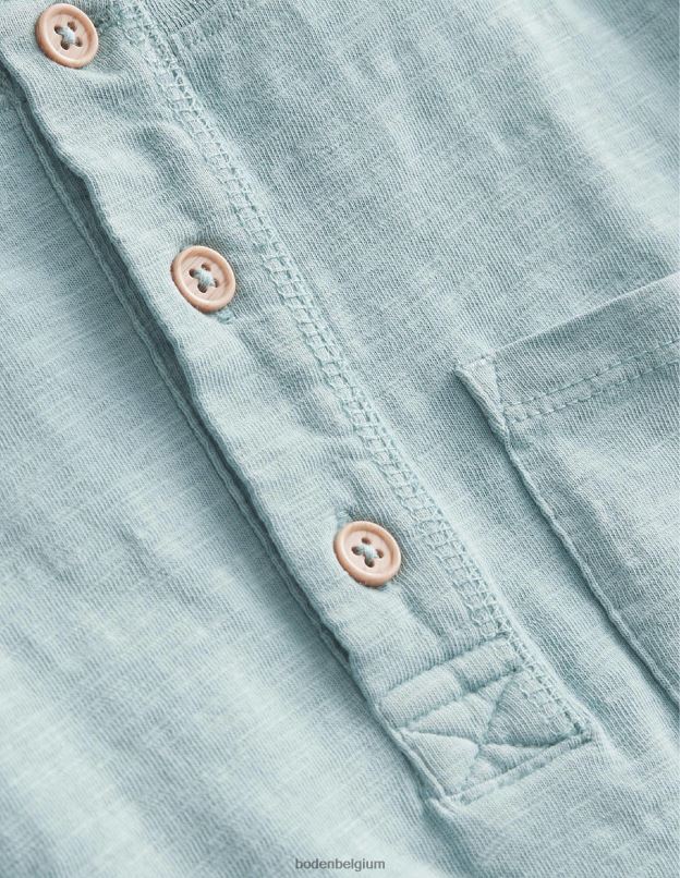 bébé Boden bleu tourmaline t-shirt henley en coton lavé vêtements Z42D0380