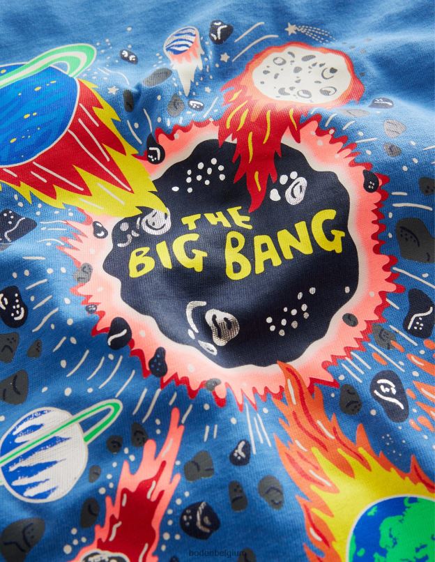 bébé Boden espace bleu de Delft t-shirt à slogan lumineux vêtements Z42D03343