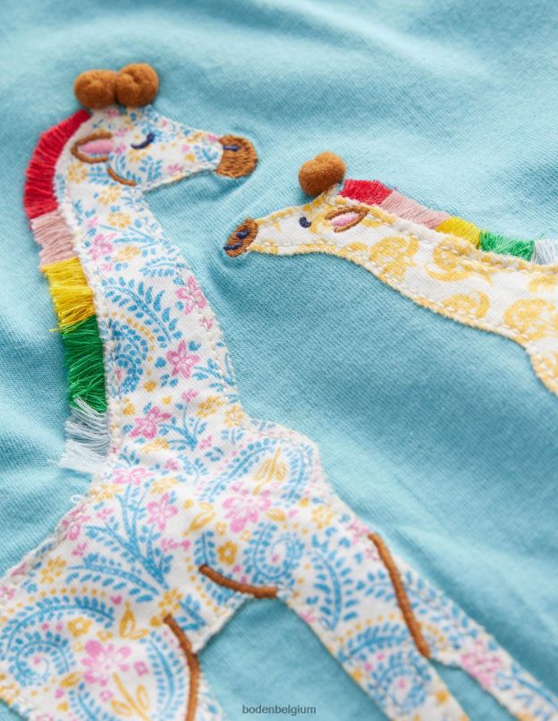 bébé Boden girafe bleue delphinium grand haut appliqué vêtements Z42D0382