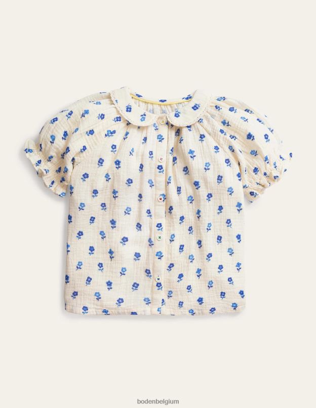 bébé Boden gousse de vanille florale haut à manches courtes bouffantes vêtements Z42D03390