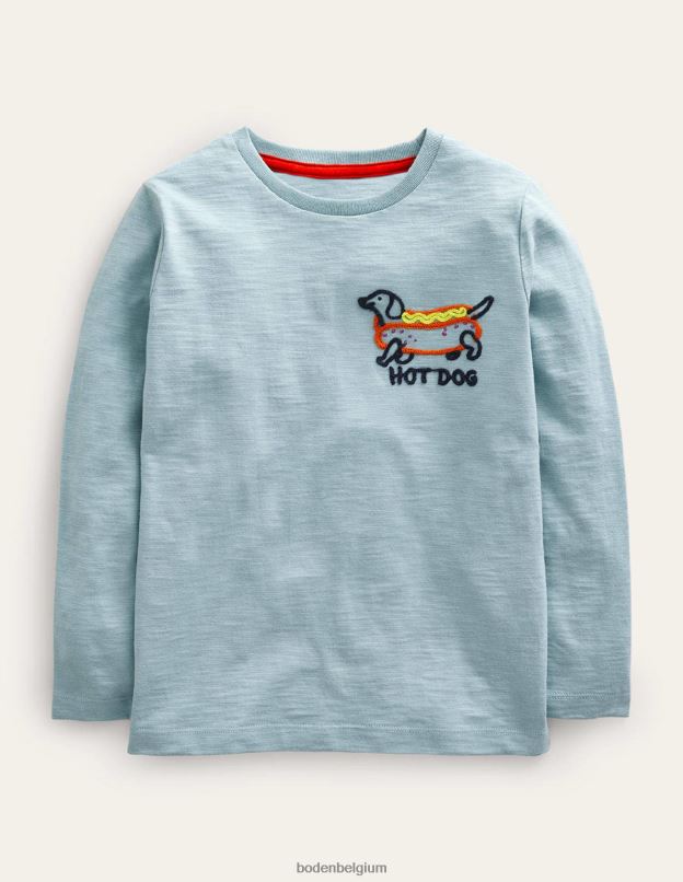 bébé Boden hot-dog bleu t-shirt à logo brodé vêtements Z42D0397