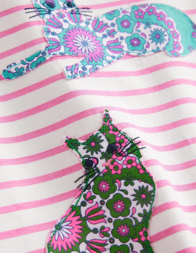 bébé Boden ivoire/rose pétale vif tunique à manches courtes avec appliqué vêtements Z42D0378