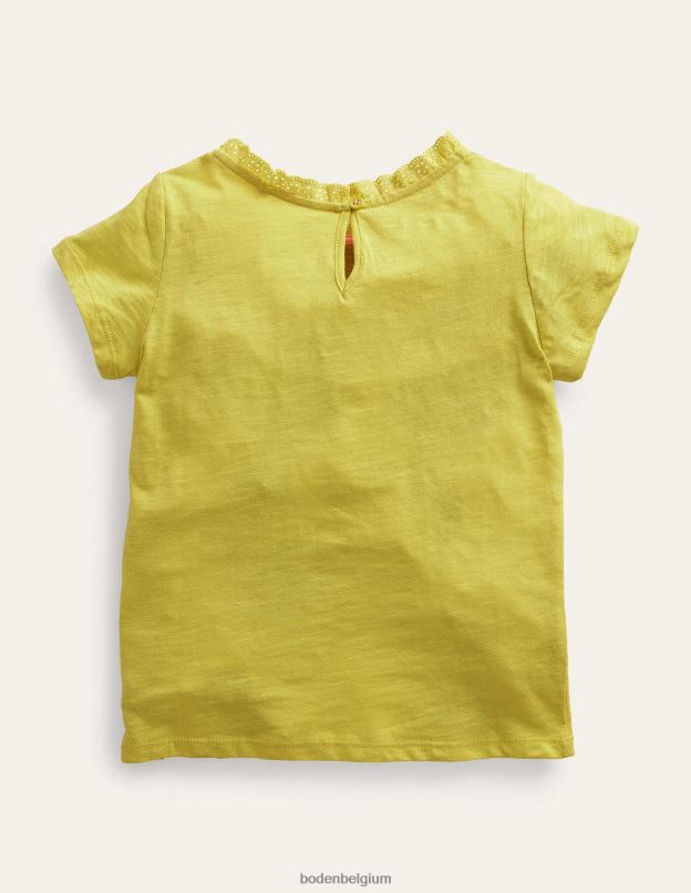 bébé Boden jaune de maïs t-shirt à poche brodée vêtements Z42D03461