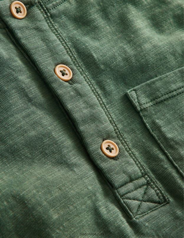 bébé Boden monstre vert t-shirt henley en coton lavé vêtements Z42D0391