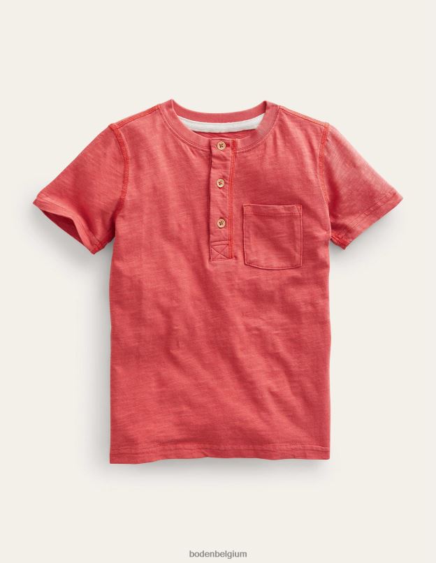 bébé Boden rouge peppadew t-shirt henley en coton lavé vêtements Z42D0384