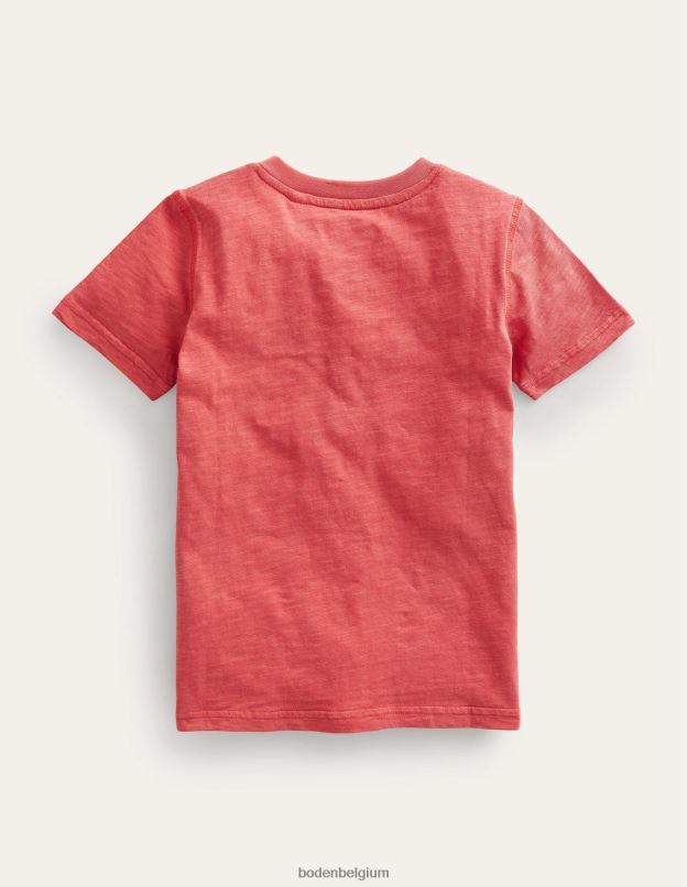 bébé Boden rouge peppadew t-shirt henley en coton lavé vêtements Z42D0384
