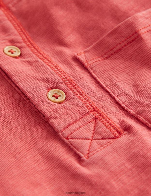 bébé Boden rouge peppadew t-shirt henley en coton lavé vêtements Z42D0384