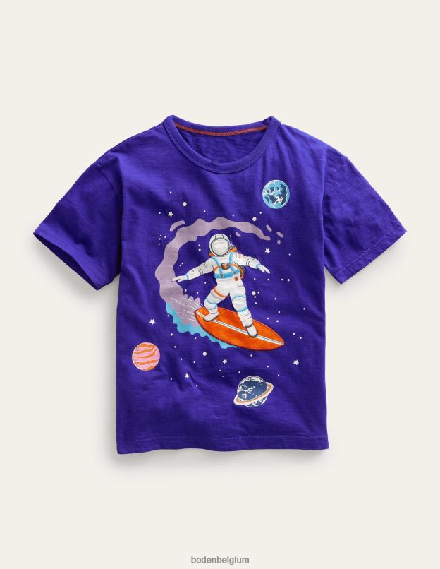 bébé Boden surfeur bleu marn t-shirt en coton à imprimé spatial vêtements Z42D0395