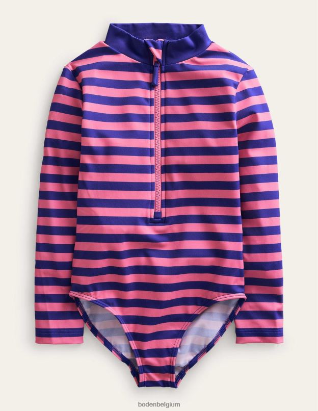 bébé Boden azelea et bande bleuie maillot de bain à manches longues vêtements Z42D0438