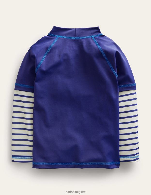 bébé Boden bande tribord bleue et ivoire veste anti-éruption à logo vêtements Z42D0480