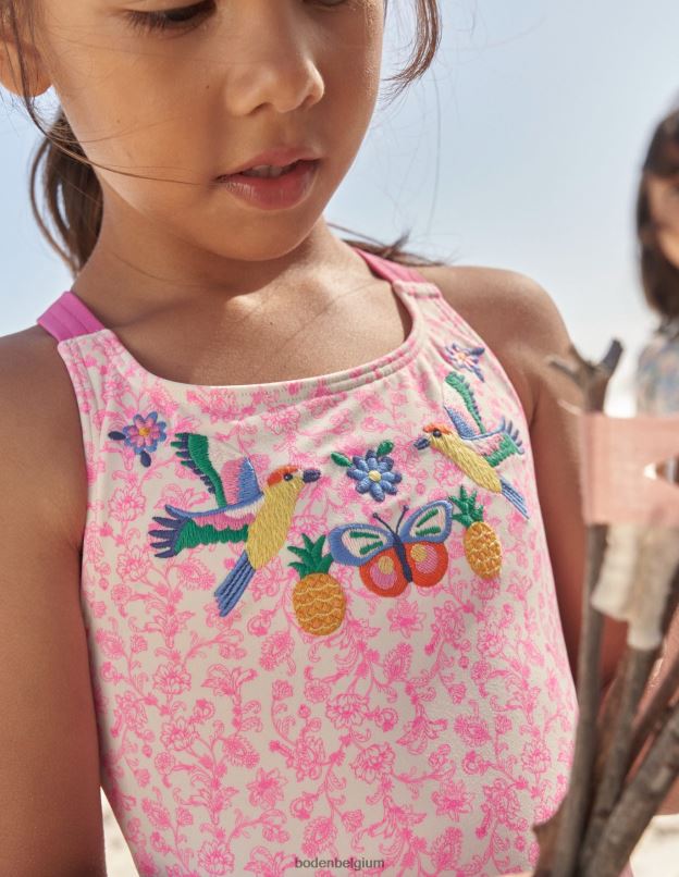 bébé Boden festival de vigne d'été rose maillot de bain brodé vêtements Z42D0441