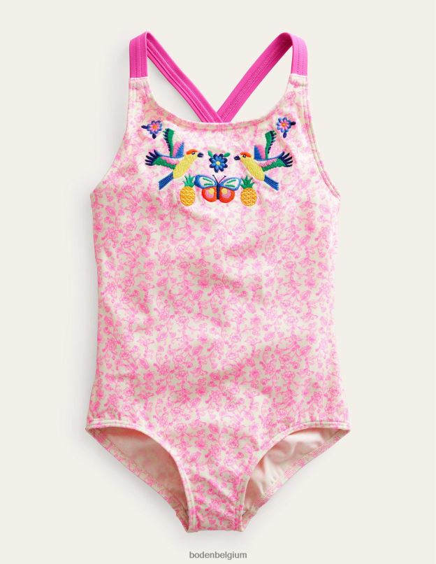bébé Boden festival de vigne d'été rose maillot de bain brodé vêtements Z42D0441