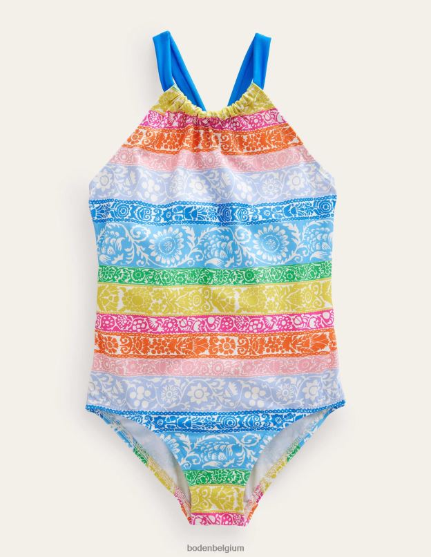 bébé Boden papier peint à rayures ivoire et multicolores maillot de bain bouclé à l'arrière vêtements Z42D03457