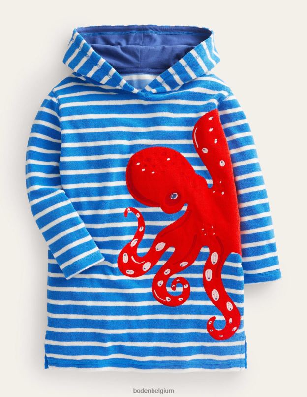 bébé Boden pieuvre bleu cabana/ivoire jeté en tissu éponge appliqué vêtements Z42D0455