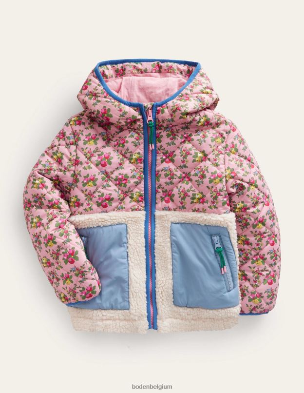 bébé Boden verger de pommiers rose amande veste en imitation peau de mouton vêtements Z42D0544