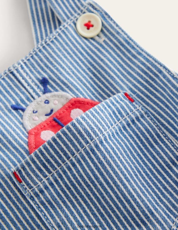 bébé Boden punaises penzance bleu/ivoire salopette tissée à appliqués vêtements Z42D03486