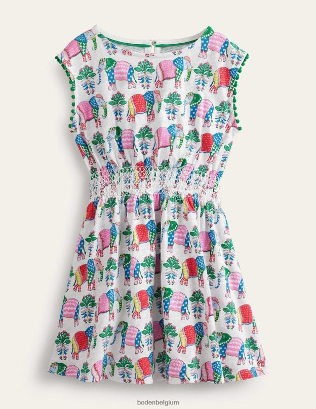 bébé Boden bloc de bois d'éléphant de gousse de vanille robe de vacances imprimée vêtements Z42D0366