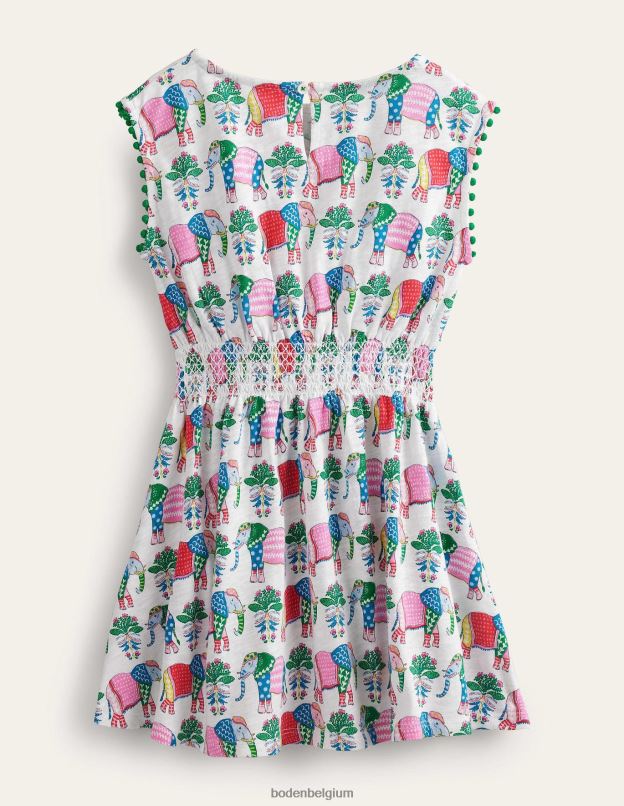 bébé Boden bloc de bois d'éléphant de gousse de vanille robe de vacances imprimée vêtements Z42D0366