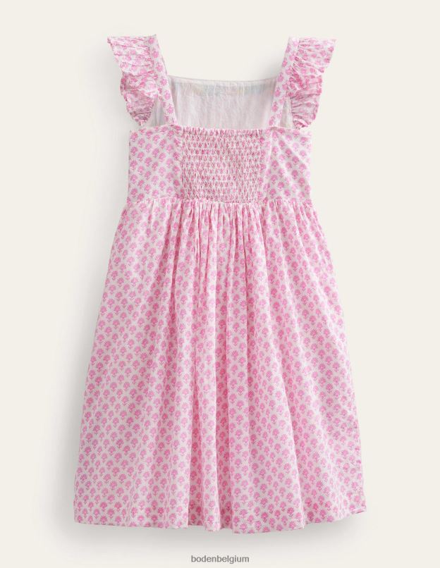 bébé Boden bloc de bois de fleur de prunier robe tissée à appliques vêtements Z42D0367