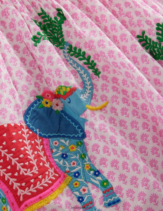 bébé Boden bloc de bois de fleur de prunier robe tissée à appliques vêtements Z42D0367