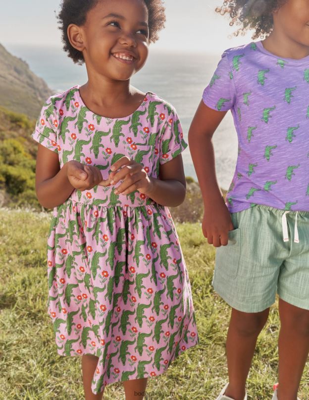 bébé Boden crocs doux à la lavande robe en jersey amusante à manches courtes vêtements Z42D0372