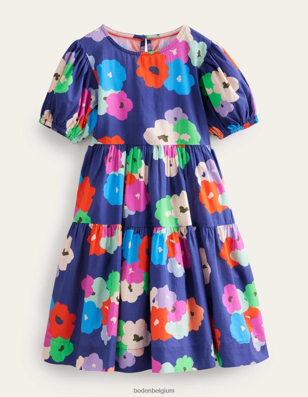 bébé Boden floral pictural bleu marine robe en coton imprimée à volants vêtements Z42D0345