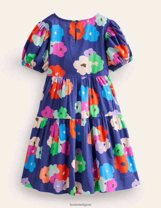 bébé Boden floral pictural bleu marine robe en coton imprimée à volants vêtements Z42D0345