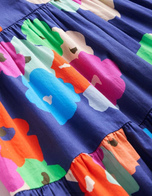 bébé Boden floral pictural bleu marine robe en coton imprimée à volants vêtements Z42D0345