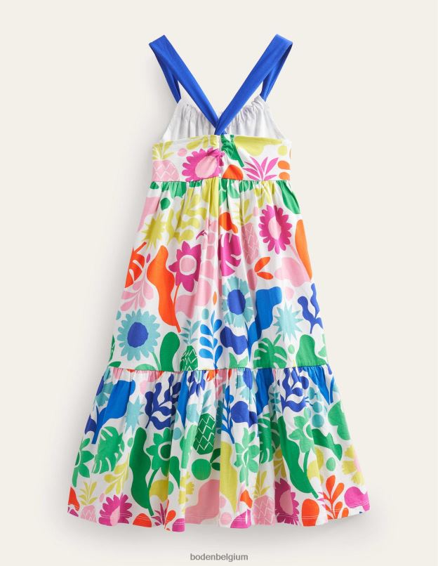 bébé Boden multi vacances floral robe longue en jersey à volants vêtements Z42D03482