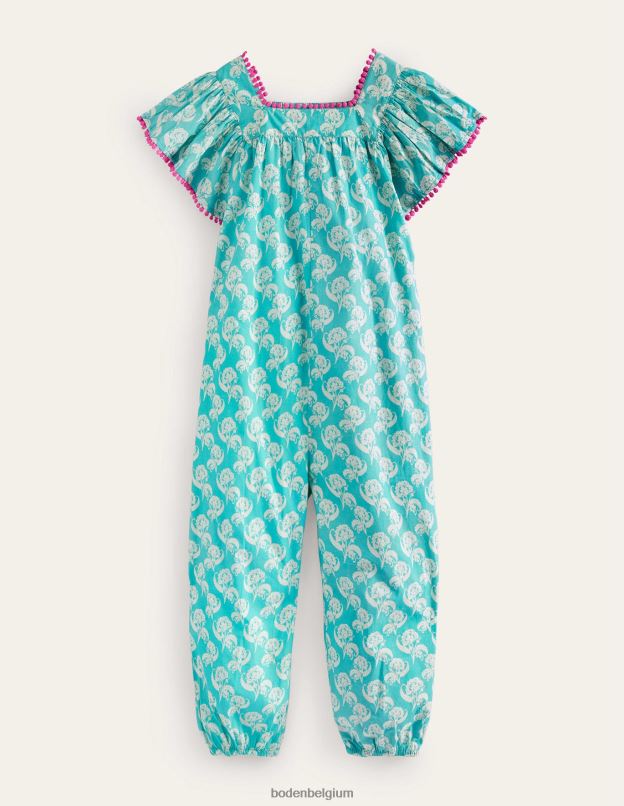 bébé Boden timbre floral bleu delphinium combinaison décontractée en popeline de coton vêtements Z42D0356