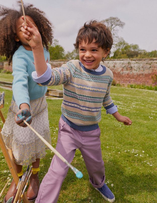 bébé Boden doux à rayures multiples pull ras du cou à rayures Fair Isle vêtements Z42D0535