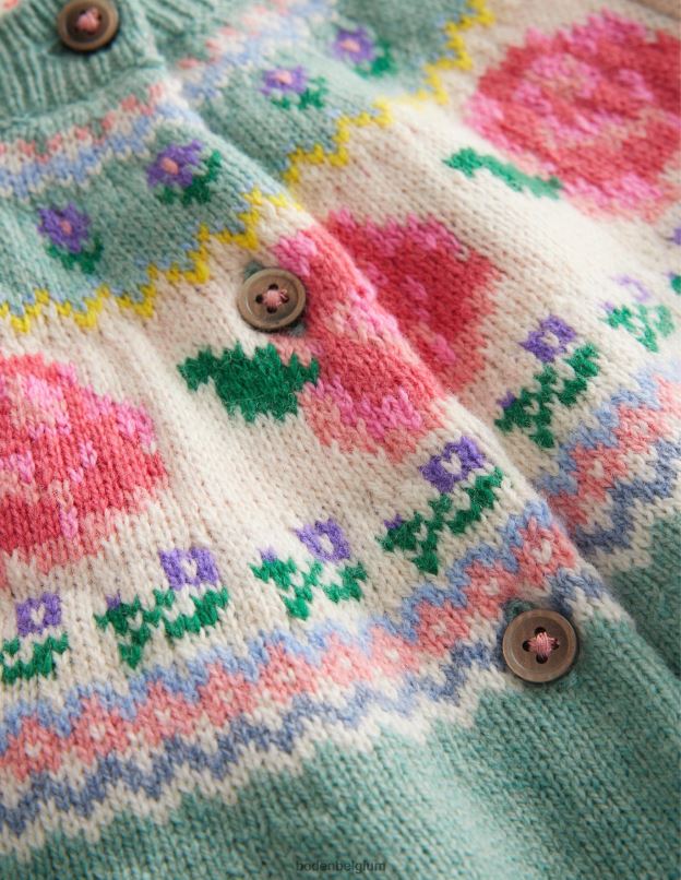 bébé Boden fleurs de fumée verte cardigan à motif îlot pour fête foraine vêtements Z42D0542