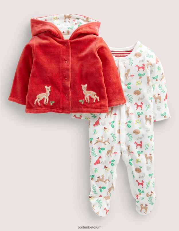 bébé Boden forêt festive ivoire ensemble pyjama vêtements Z42D03309