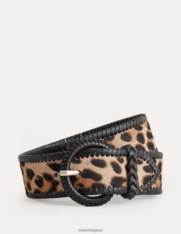 femmes Boden poil de poney léopard ceinture tissée accessoire Z42D02312