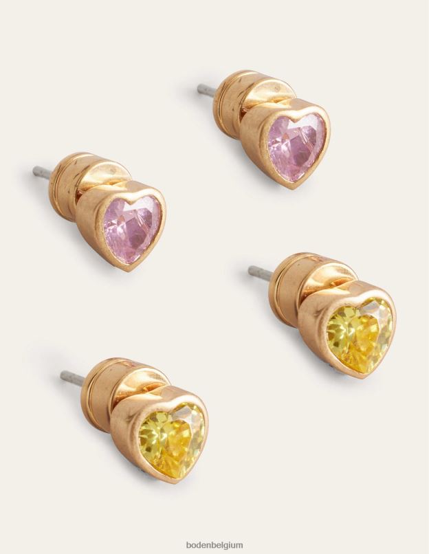 femmes Boden multi Lot de 2 boucles d'oreilles clous cœur accessoire Z42D0740